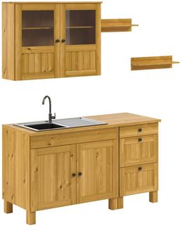 Home affaire Pantryküche Alby2, (Set), Breite 150 cm, Kiefer massiv, ohne E-Geräte