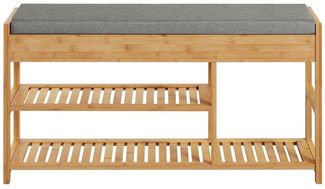SoBuy FSR47-N Schuhbank, Massivholz, Lackiert, Bambus, 90 x 45 x 30 cm