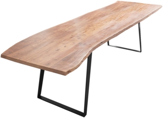 Esstisch Baumkante massiv Akazie natur 280x100 schwarz Hobart 525095