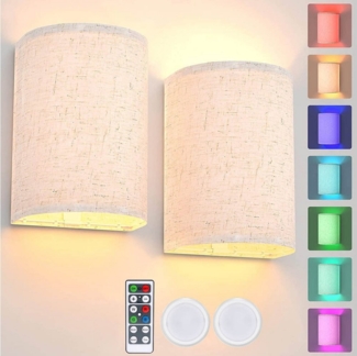 MUPOO Wandleuchte LED Wandleuchte mit Fernbedienung,Magnetische kabellose Wandlampe, 2 Stück