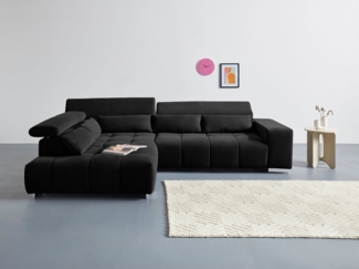 COTTA Ecksofa Orion L-Form, mit Ottomane, inklusive verstellbarer Kopfstützen und 5 Nierenkissen