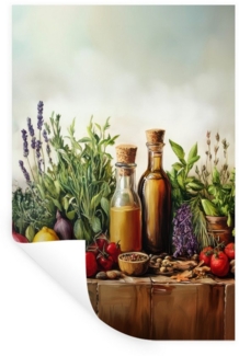 MuchoWow Wandsticker Stilleben - Kräuter - Gewürze - Früchte - Farbenfroh (1 St), Wandaufkleber, Selbstklebend, Wohnzimmer, 20x30 cm