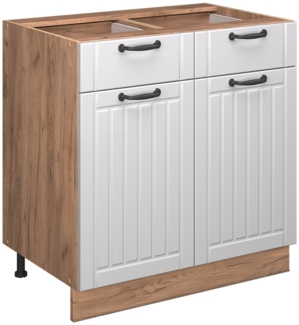 Küchenunterschrank Fame-Line Weiß Landhaus 80 cm ohne Arbeitsplatte Vicco