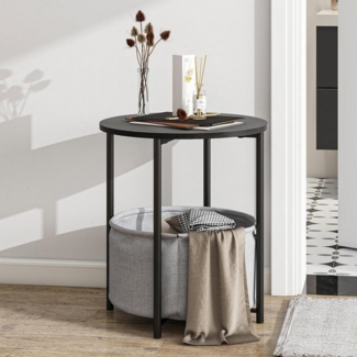 Moderne HOJINLINERO Runder Couchtisch Schwarz Grau & Stauraum