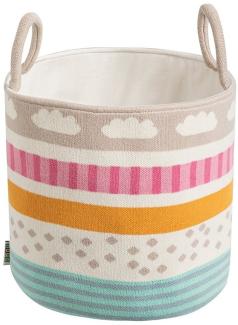 howa Aufbewahrungskorb be happy, Spielzeugkorb Kinderzimmer beige, Baumwolle, Strick, Ø 26cm, H 28cm