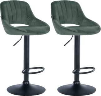 2er Set Barhocker SEGAD - Samt Grün 47 x 48 x 85 cm Schwarz | Barstuhl Mit Lehne Tresenhocker Tresenstuhl Kneipenhocker Kneipenstuhl