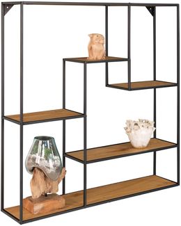 Wandregal >Vita< in Eiche Dekor, Stahl / Melaminfolie - 85x85x18cm (BxHxT)