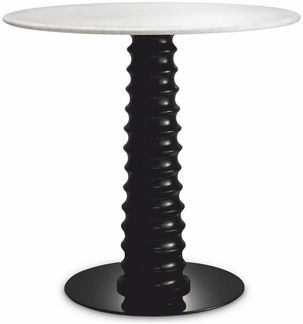 Casa Padrino Luxus Esstisch Schwarz / Weiß Ø 80 x H. 77 cm - Esszimmer Möbel