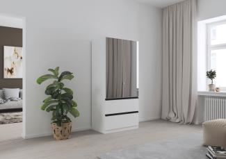 rauch Kleiderschrank, Drehtürenschrank COSTA, 2-türig, 2 Spiegeltüren, 2 Schubkästen, Alpinweiß, 91 x 197 x 54 cm