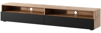 Selsey 'Rednaw' TV-Schrank , Holzoptik Eiche / Hochglanz Schwarz mit LED, 180 cm