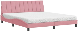 vidaXL Bett mit Matratze "Hanko" Rosa 180x200 cm Samt 3208615