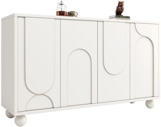 SeedWave Sideboard Allzweckschrank Grifflose Kommode Stauschrank mit Bogenförmigem Design, Verstellbare Einlegenböden, Rückprallstellsetzung, Kugelfüßen