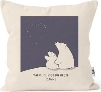 MoonWorks Dekokissen Kissen-Bezug Geschenk zum Muttertag Mama du bist die Beste danke Bären Sterne Kissen-Hülle Deko-Kissen Baumwolle MoonWorks®