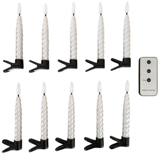 Online-Fuchs LED-Christbaumkerzen - Weihnachtskerzen kabellos mit realistischer Flamme und Fernbedienung, inkl. 6-Stunden Timer - Rot, Silber, Champagner, Berry, Blau