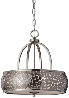 Kronleuchter, Hängelampe, Stahl Glas, Edelstahl, D 48,3 cm