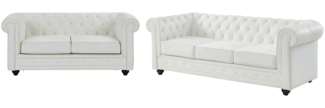Vente-unique - Sofas 3-Sitzer & 2-Sitzer - Kunstleder - Weiß - CHESTERFIELD