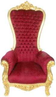 Casa Padrino Barock Thron Sessel Majestic Bordeaux Muster / Gold - Riesensessel -Thron Stuhl Tron