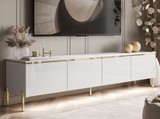 ALLHOUSE24 TV-Schrank NELLY Metallbeine LED Beleuchtung Sideboard mit verschiedene Farben Breite 200 cm