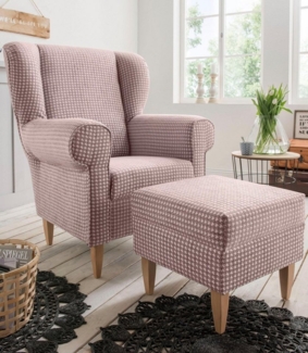 Home affaire Sessel Asino, mit Hahnentritt Bezug, wahlweise mit Hocker