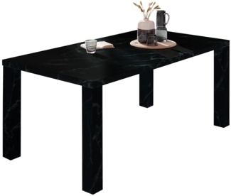 Esstisch 180x90 cm aus MDF mit Melaminfolie überzogen in schwarzer Marmoroptik