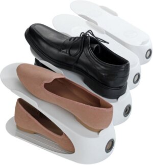WENKO Schuhstapler, 50 % mehr Platz im Schuhschrank, Kunststoff, 4-teilig