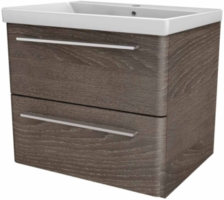 LANZET K8 Badmöbel Set 2-teilig, 60 cm, Dunkelbraun, Keramikbecken