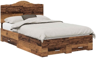 vidaXL Bettrahmen mit Kopfteil Altholz 135 x 190 cm Holzwerkstoff 3413619