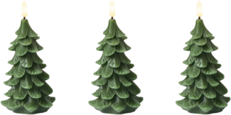 LED Kerzen 3er Set VELOURA Weihnachtsbaum 16 cm Grün