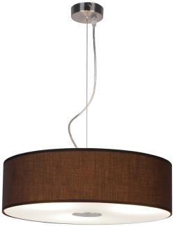 Pendelleuchte, Stahl, Textil braun, Glas, D 45 cm