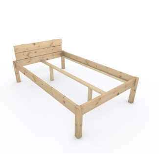 Pfostenbett "metallarm" Zirbe Holzbett "Daybett" 120 x 200cm 48cm Einzelbett