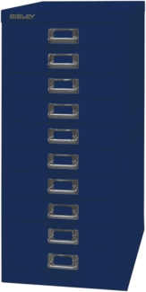 Bisley Multidrawer Schubladenschrank aus Metall mit 10 Schubladen DIN A4 ohne Sockel - Farbe: Oxfordblau, L2910-639