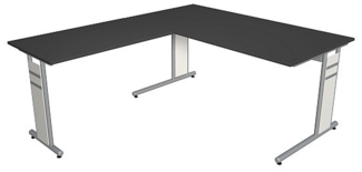 Kerkmann Schreibtisch 4090 Form 4 160x80 x68-82 cm mit Anbautisch 100x60 cm und C-Fuß-Gestell anthrazit