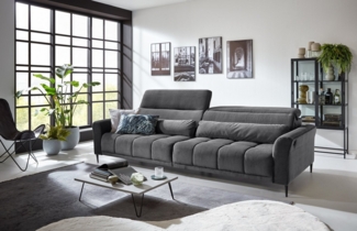 Iwaniccy Big-Sofa 2x elektr. Verstellung, 2 Kissen, Cord grau - 280x108x118cm (BxHxT)