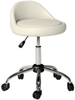 HOMCOM Rollsitz höhenverstellbarer 63-83 cm, mit Rädern (Rollhocker, 1 St, Arbeitshocker), Ø35x83H cm, Kunstleder, Weiß