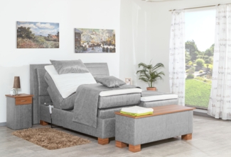 Meisterbetten Boxspringbett Like 160x220 in MS-Silver Grey, Matratzenbezug Nano, Ergoflex-Topper