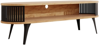 TV-Lowboard Rajkon Oval (Farbe: Schwarz / Eiche Craft Gold)