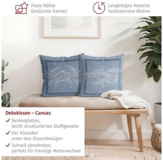 Bilderdepot24 Dekokissen 2-teilig drinnen Kissenhülle/ Sofakissen/ Zierkissen Kissenhülle blau, Bezug mit / ohne Füllung Zierkissen Outdoor Sofa Bett