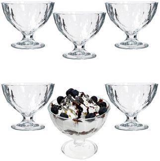 MamboCat Eisschale 6x DIAMOND Eisbecher mit Fuß 220ml klar bauchige Früchtebecher, Glas