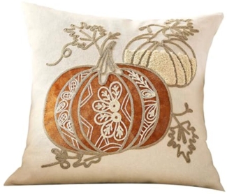 CLTYQ Kissenbezug Herbstdeko Kissenbezug 45x45 cm, Herbst Deko Stickerei Kissenhülle, (1 Stück), Ahornblätter Kürbis Kissenbezüge mit Reißverschluss