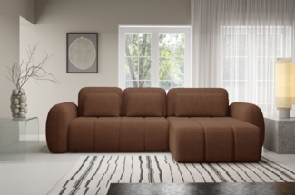 Ecksofa Schlafsofa Sofa CARIA in Stoff Quelle Rotbraun Ottomane Rechts