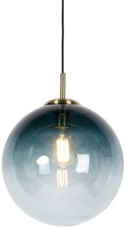 Qazqa Pendelleuchte Pallon, ohne Leuchtmittel, E27, Blau, Art Deco, Glas, 1-flammig