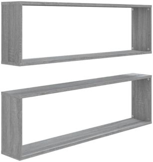 2er-Set Wandregale, Hängeregale Grau Sonoma 100x15x30 cm Holzwerkstoff de6572