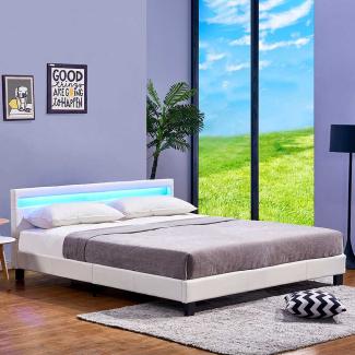 HOME DELUXE LED Bett ASTRO mit Matratze – 180x200 cm weiß