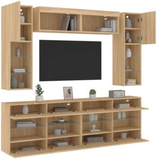 vidaXL 6-tlg. TV-Wohnwand mit LED-Leuchten Sonoma-Eiche 3216799
