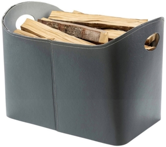 Kobolo Kaminholzkorb Holztrage in grau aus Kunstleder