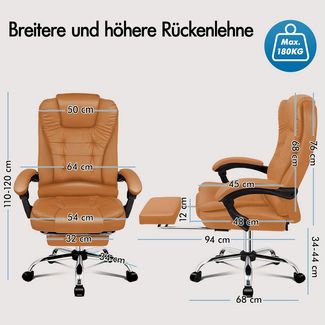 ALFORDSON Bürostuhl Ergonomischer Schreibtischstuhl mit Wärmemassagefunktion (1 St), multifunktionaler Computerstuhl, Drehstuhl für Büro und Heim