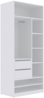 Marmex Möbel TRES SET 13B offener Kleiderschrank, Kleiderregale und Kleiderstange, modularer Einbauschrank, laminierte Spanplatte, weiß, 90x206x51 cm