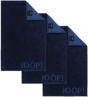 JOOP! Gästetuch Classic Frottierkollektion, 3er Pack - Walkfrottier Blau 30x50cm