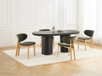 Vente-unique - 6er-Set Stühle - Stoff & Kautschukholz - Grün - FALDRA