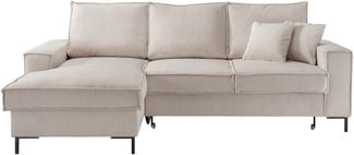Polsterecke >Rube< Schlaffunktion, Stauraum, Cord beige - 240 x 92 x 150 cm (BxHxT)
